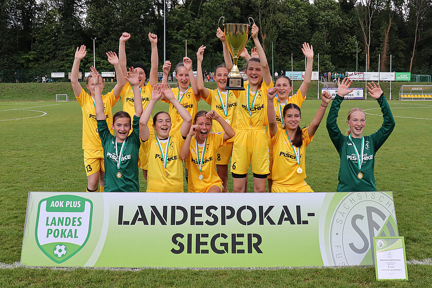 Siegerinnen AOK PLUS Landespokal D-Juniorinnen 2023/2024: 1. FFC Fortuna Dresden © Madlen Straube